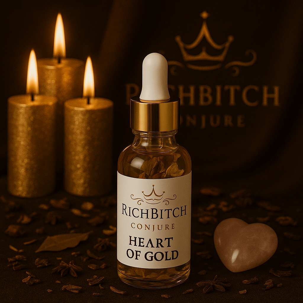 Rich Bitch Conjure’s Heart of Gold Oil – Heart Chakra Healing, Love Alignment, Emotional Wealth