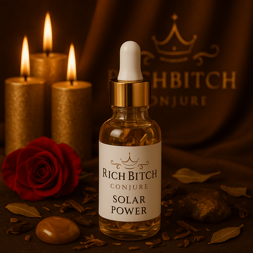 Solar Power Oil – Rich Bitch Conjure’s Solar Plexus Chakra Oil for Confidence, Success, and Manifestation