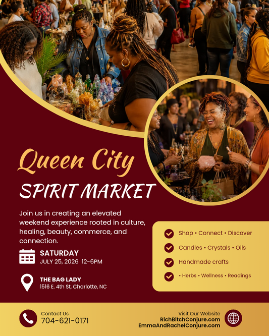 Community gathering at Queen City Spirit Market Summer Edition featuring Hoodoo conjure vendors in Charlotte NC